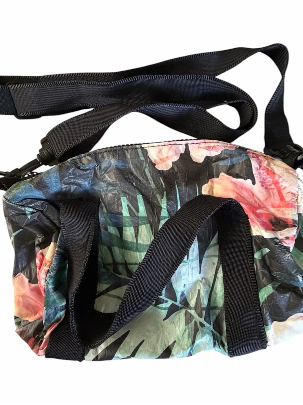 ALOHA Collection Floral Crossbody Bag in Black, Pink, Green